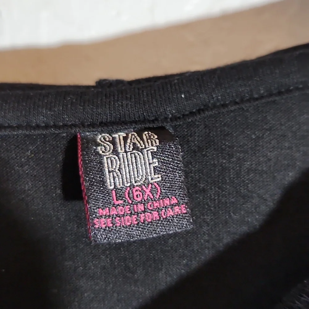 Childs Black #BOSS Glitter Graphic Hooded Shirt Large 6X